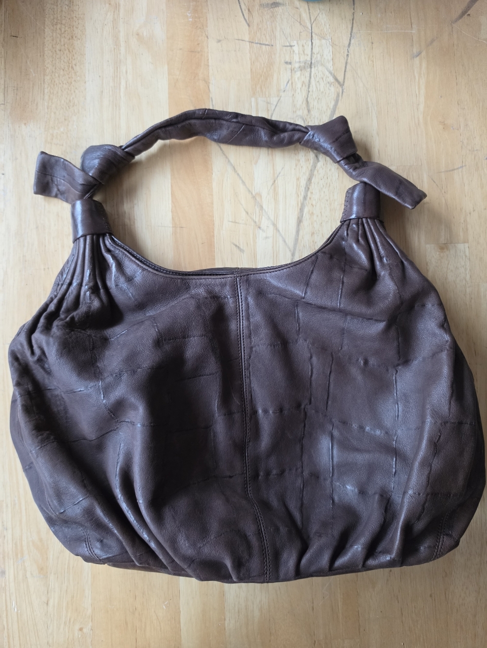 David & Scotti Large Brown Soft Leather Sachel Hobo Shoulder Bag Purse Gorgeous